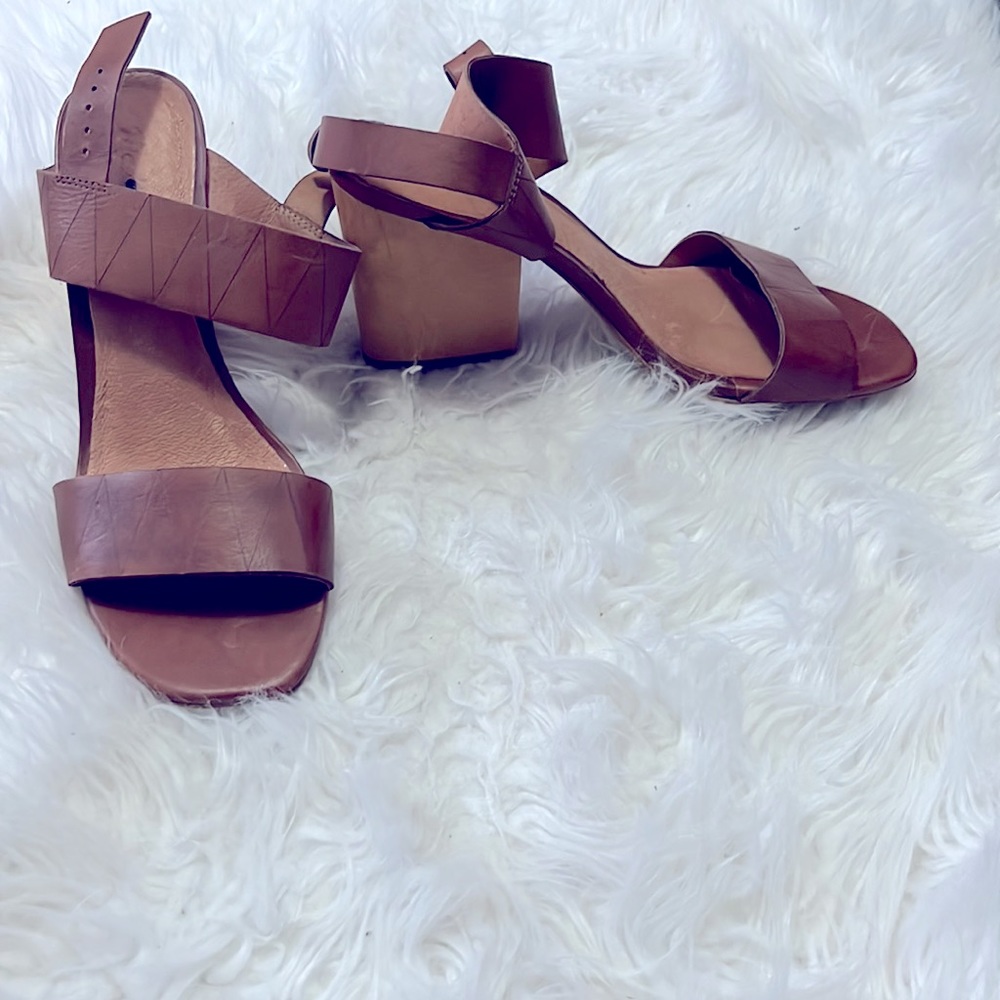 Madewell leather wood heels